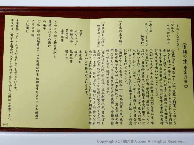 東京弁当の具についての説明